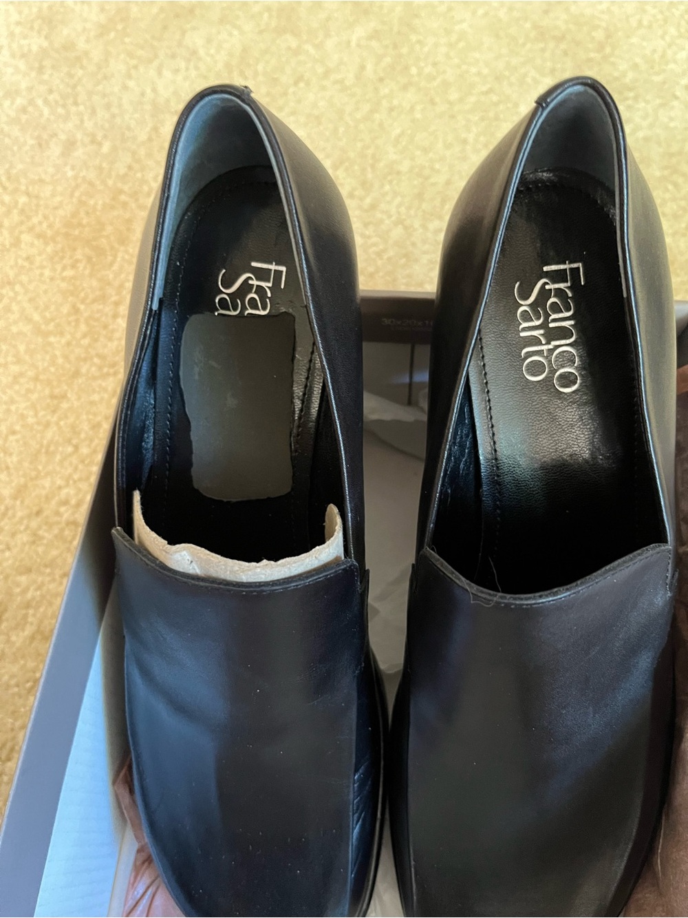 Franco Sarto Black Slip-On Leather Loafers